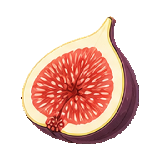 赤い種と紫の皮が見えるいちじくの断面アイコン