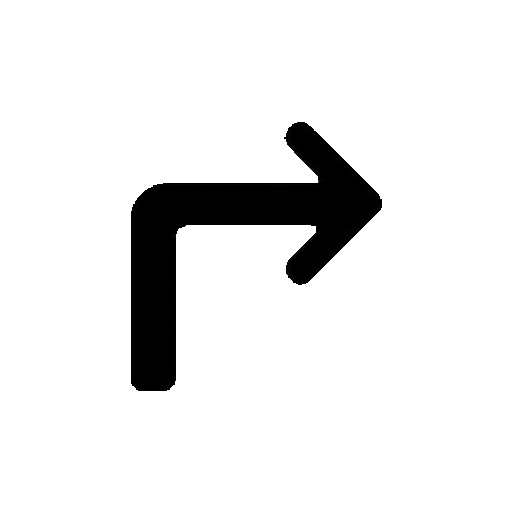 文字や数字がない折れ曲がり右矢印
