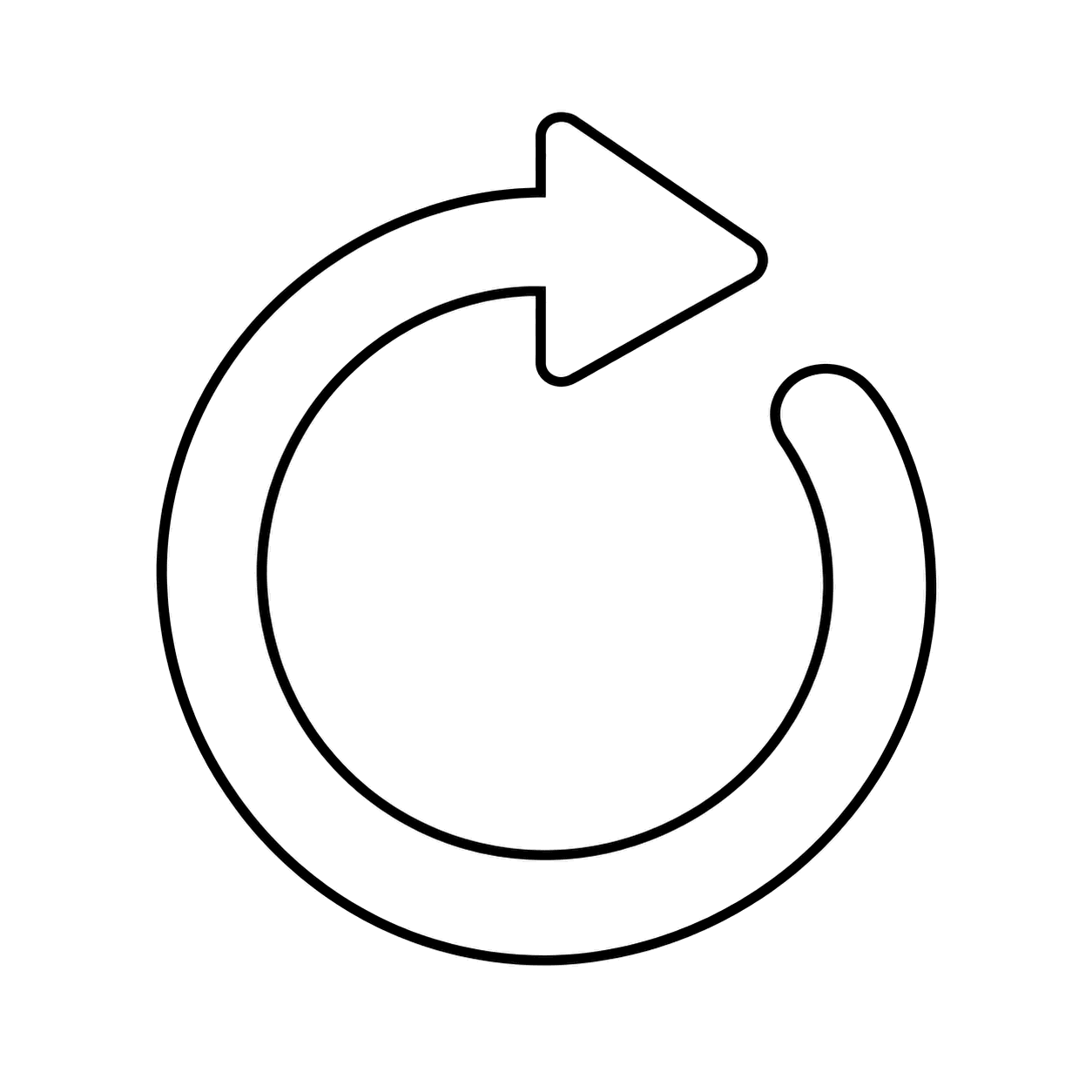 時計回り矢印のぬり絵用線画