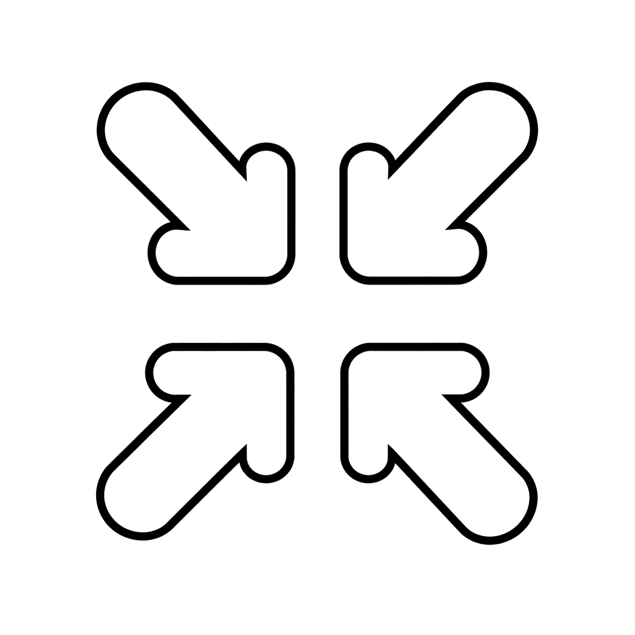 内向き折りたたみ矢印のぬり絵用線画