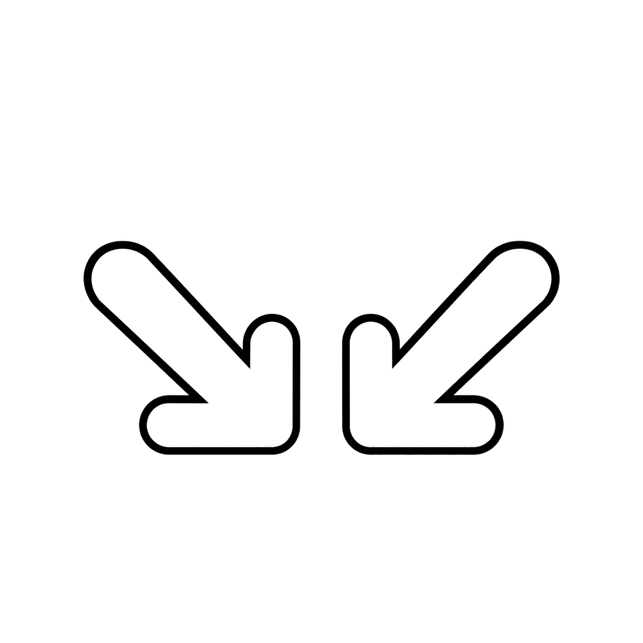 斜め収縮矢印のぬり絵用線画