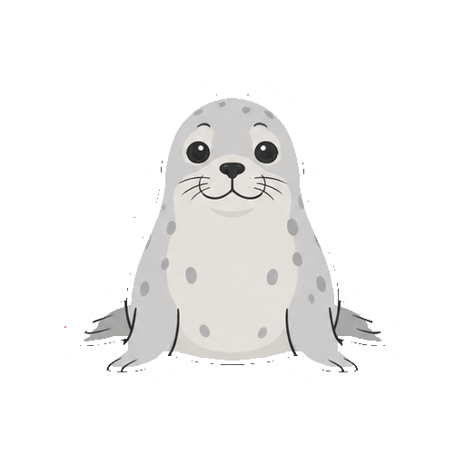 正面で上体を起こすアザラシの全身イラスト