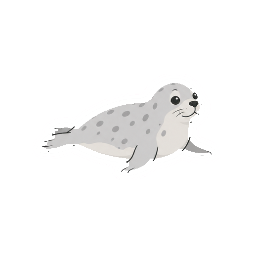 斜め向きで伏せるアザラシの全身イラスト