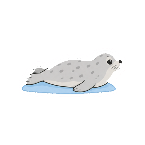 氷の上を腹ばいで進むアザラシの全身イラスト