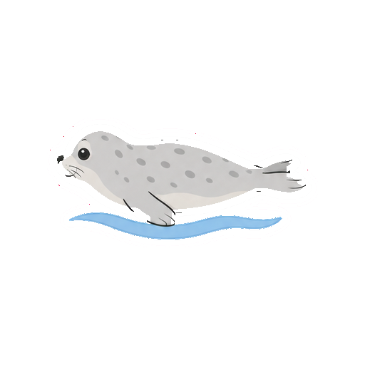 水中を横向きに泳ぐアザラシの全身イラスト