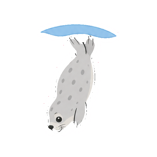 頭を下にして水中へ潜るアザラシの全身イラスト