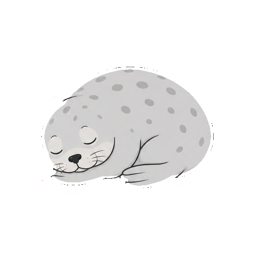 目を閉じて丸く眠るアザラシの全身イラスト