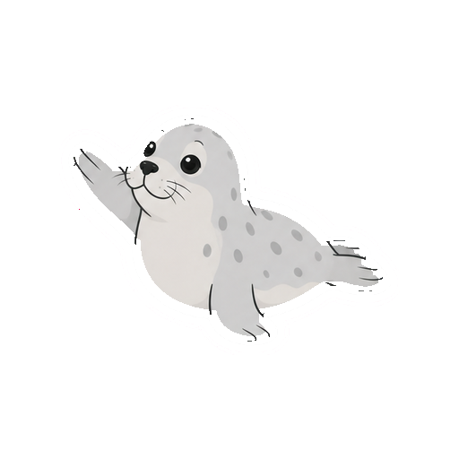 片方の前びれを自然に上げるアザラシの全身イラスト