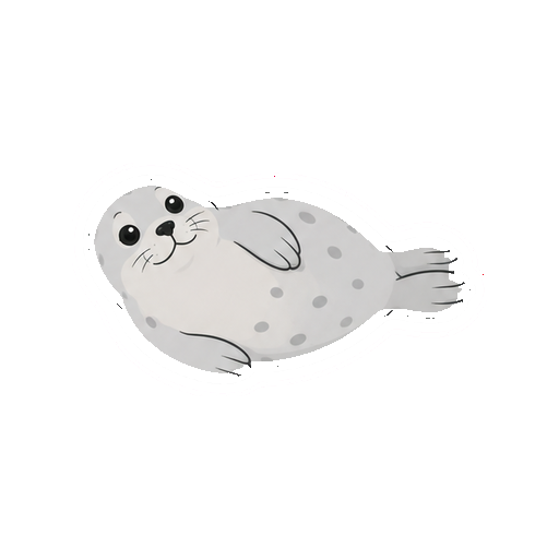 体を横向きに転がすアザラシの全身イラスト
