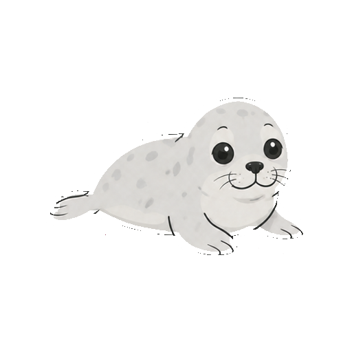 小さな子アザラシが斜め向きで伏せる全身イラスト