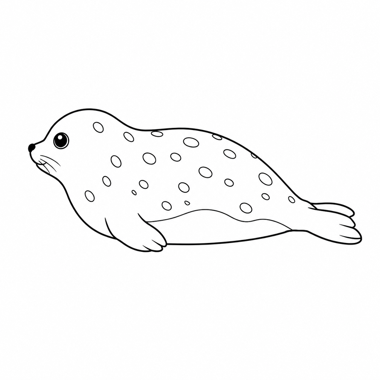 横向きで伏せるアザラシのぬりえ用線画