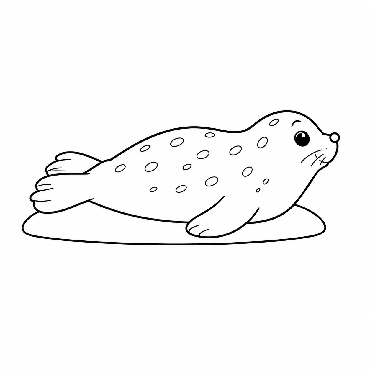 腹ばいで進むアザラシのぬり絵用線画
