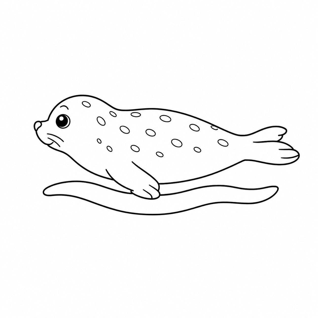 水中を泳ぐアザラシのぬり絵用線画