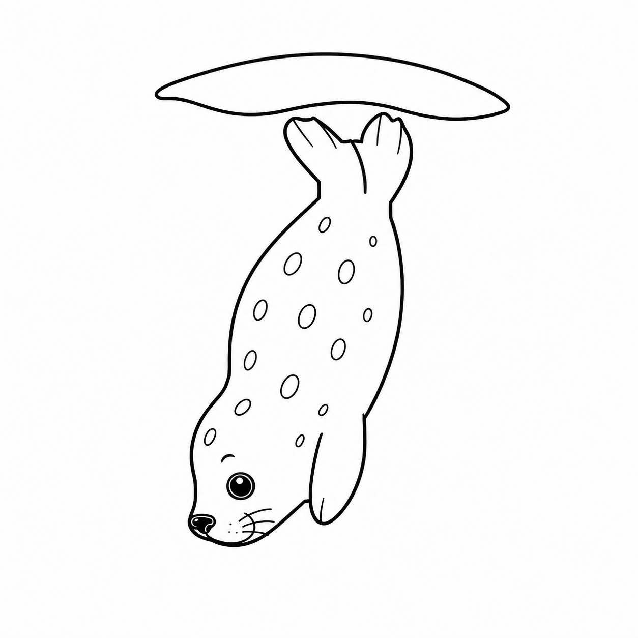 頭から潜るアザラシのぬりえ用線画