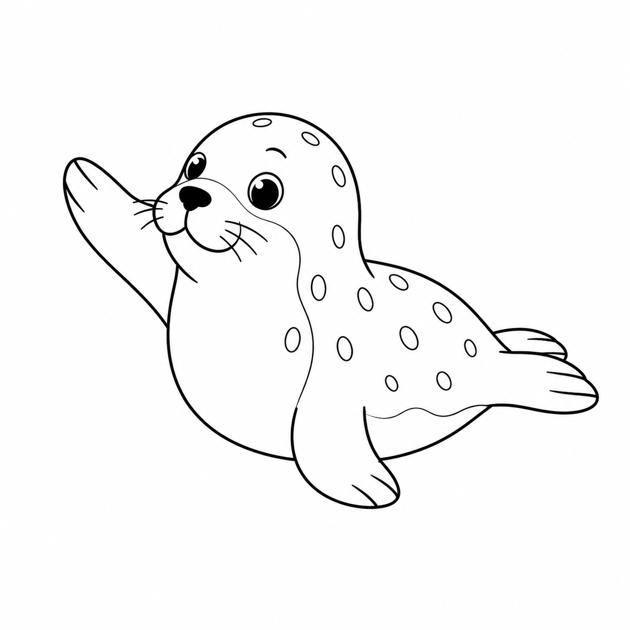 片方の前びれを上げるアザラシのぬりえ用線画
