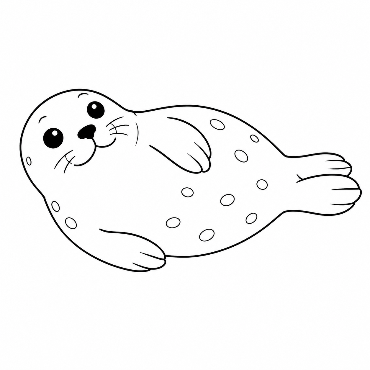 横向きに転がるアザラシのぬり絵用線画