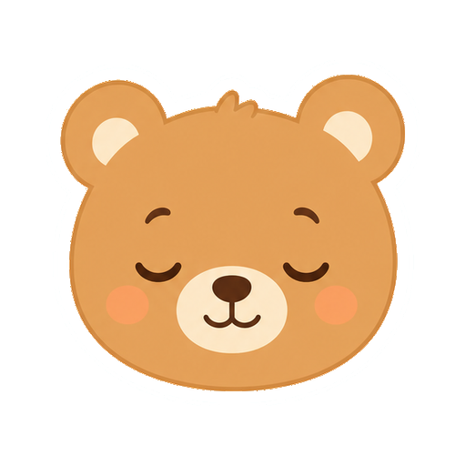 文字や記号がない目を閉じて眠そうなくまの顔アイコン