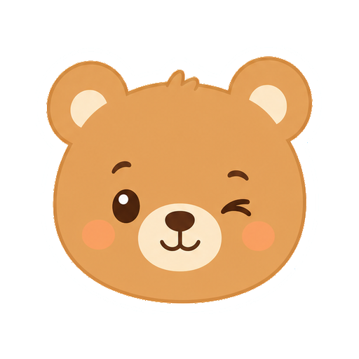 文字がないウインクするくまの顔アイコン