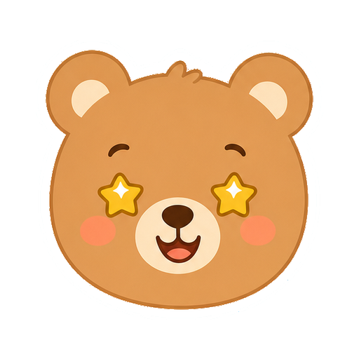 文字がない目を星にして喜ぶくまの顔アイコン