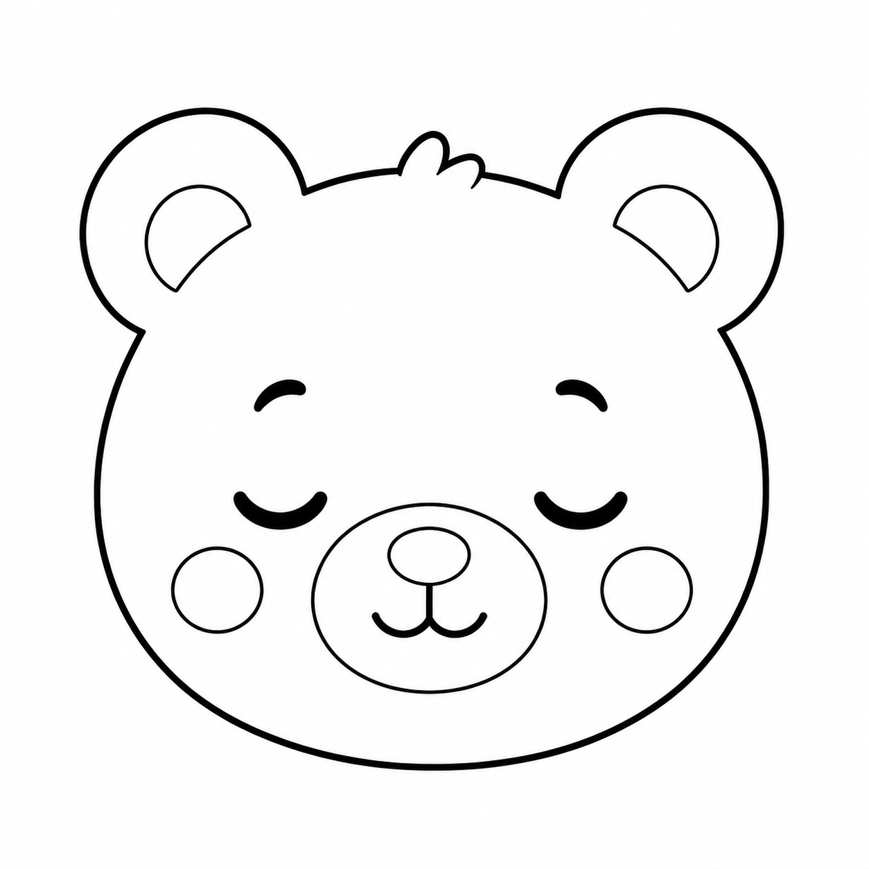 眠いくまのぬり絵用線画