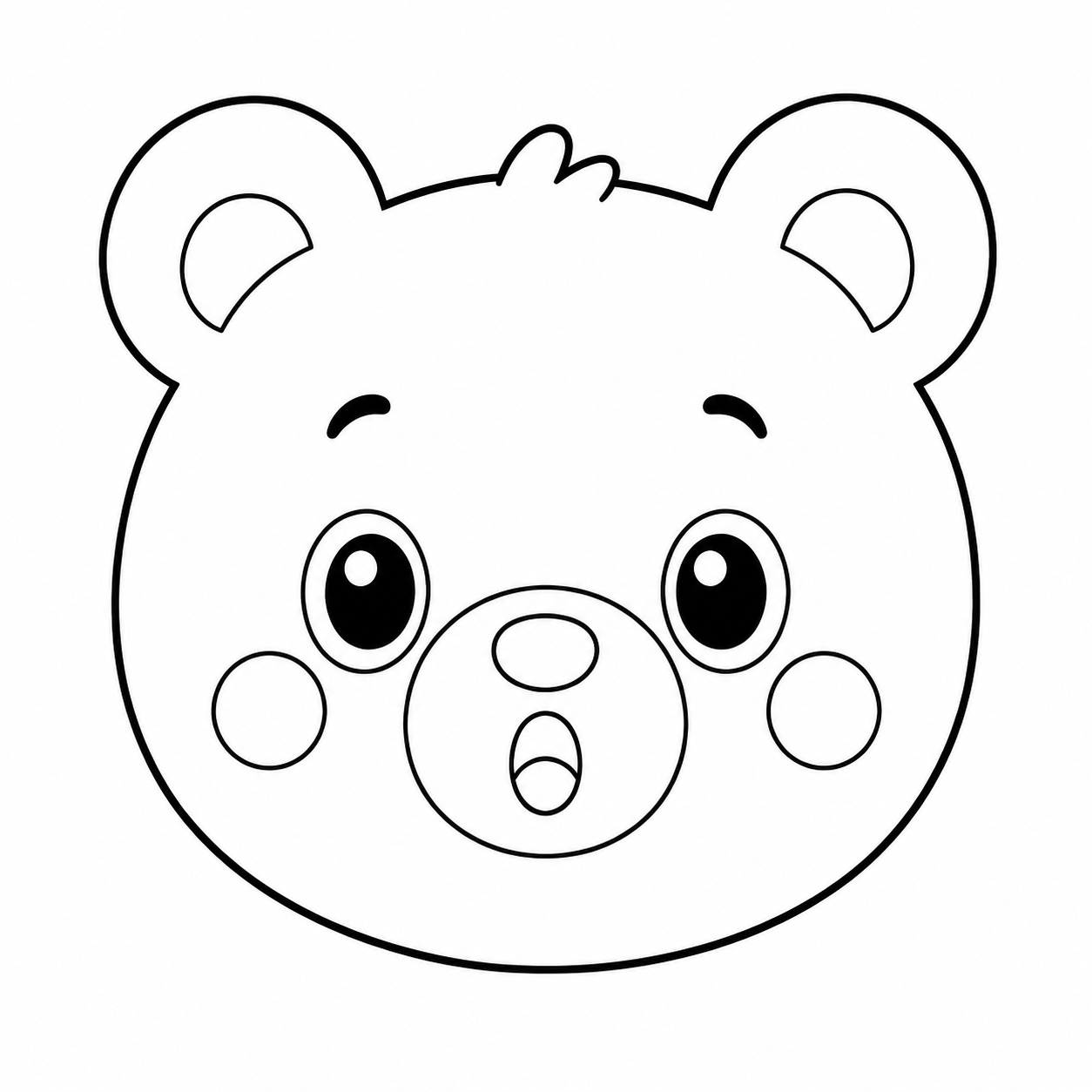 驚いたくまのぬり絵用線画