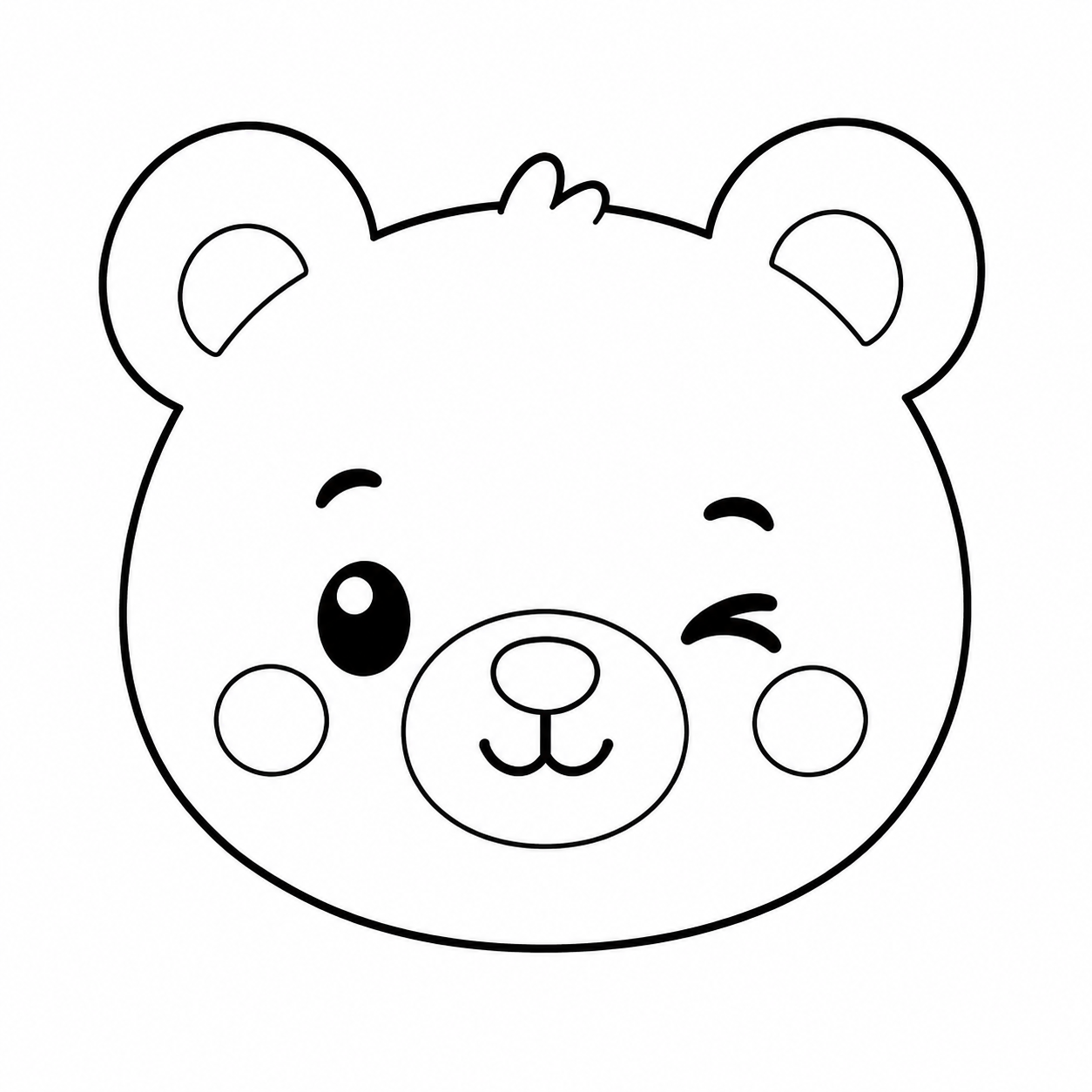 ウインクするくまのぬり絵用線画
