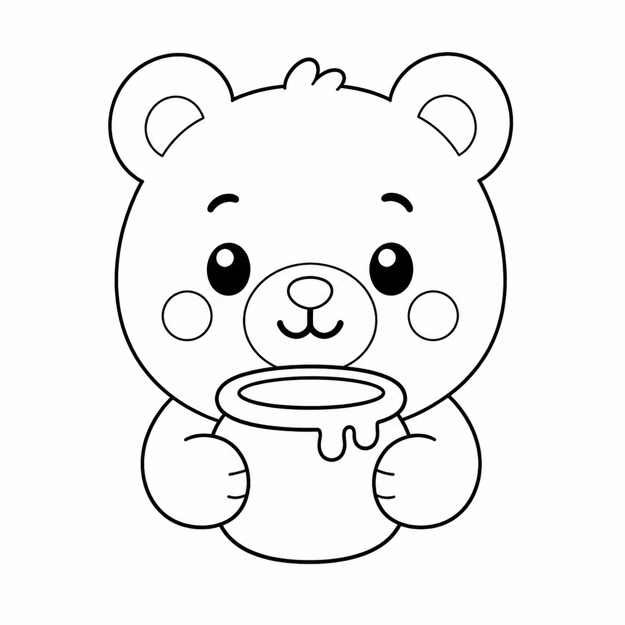 はちみつの壺を持つくまのぬりえ用線画