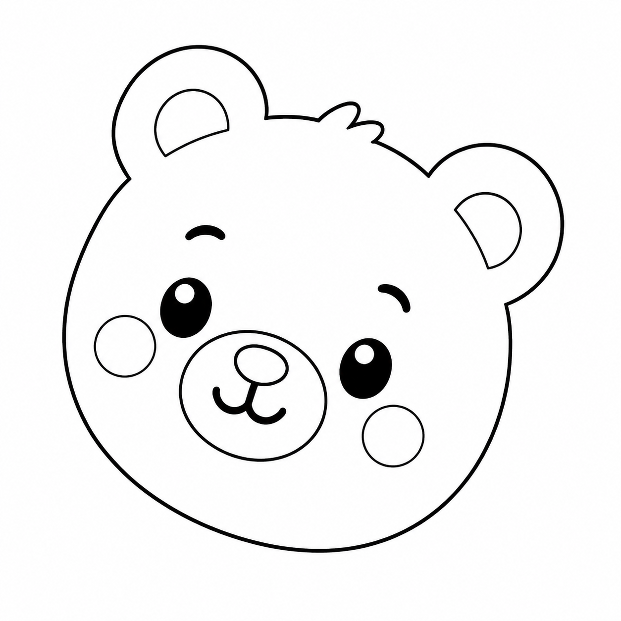 きょとんとしたくまのぬり絵用線画