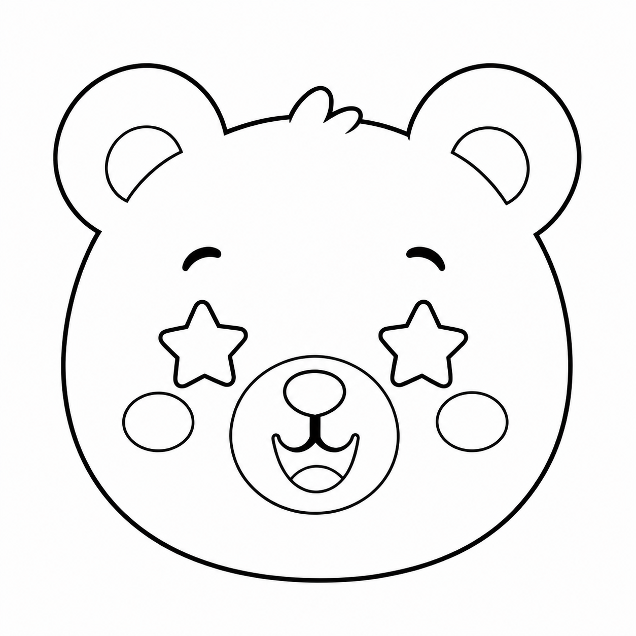 目が星の形をしたくまのぬりえ用線画