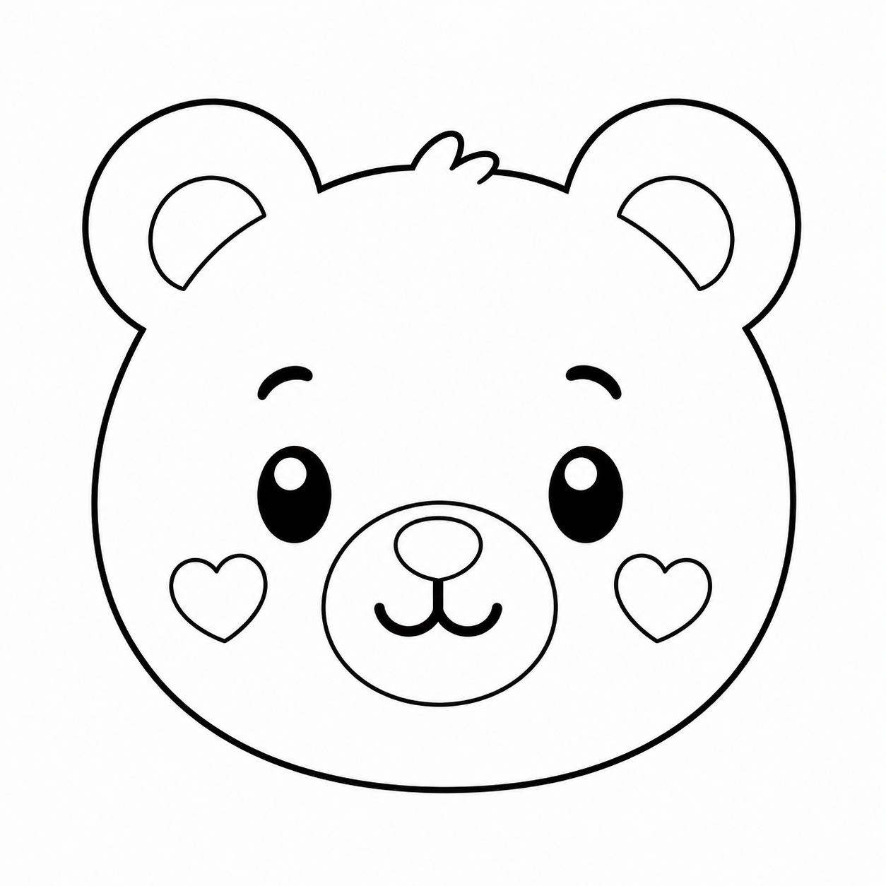 ほっぺにハートが付いたくまのぬり絵用線画
