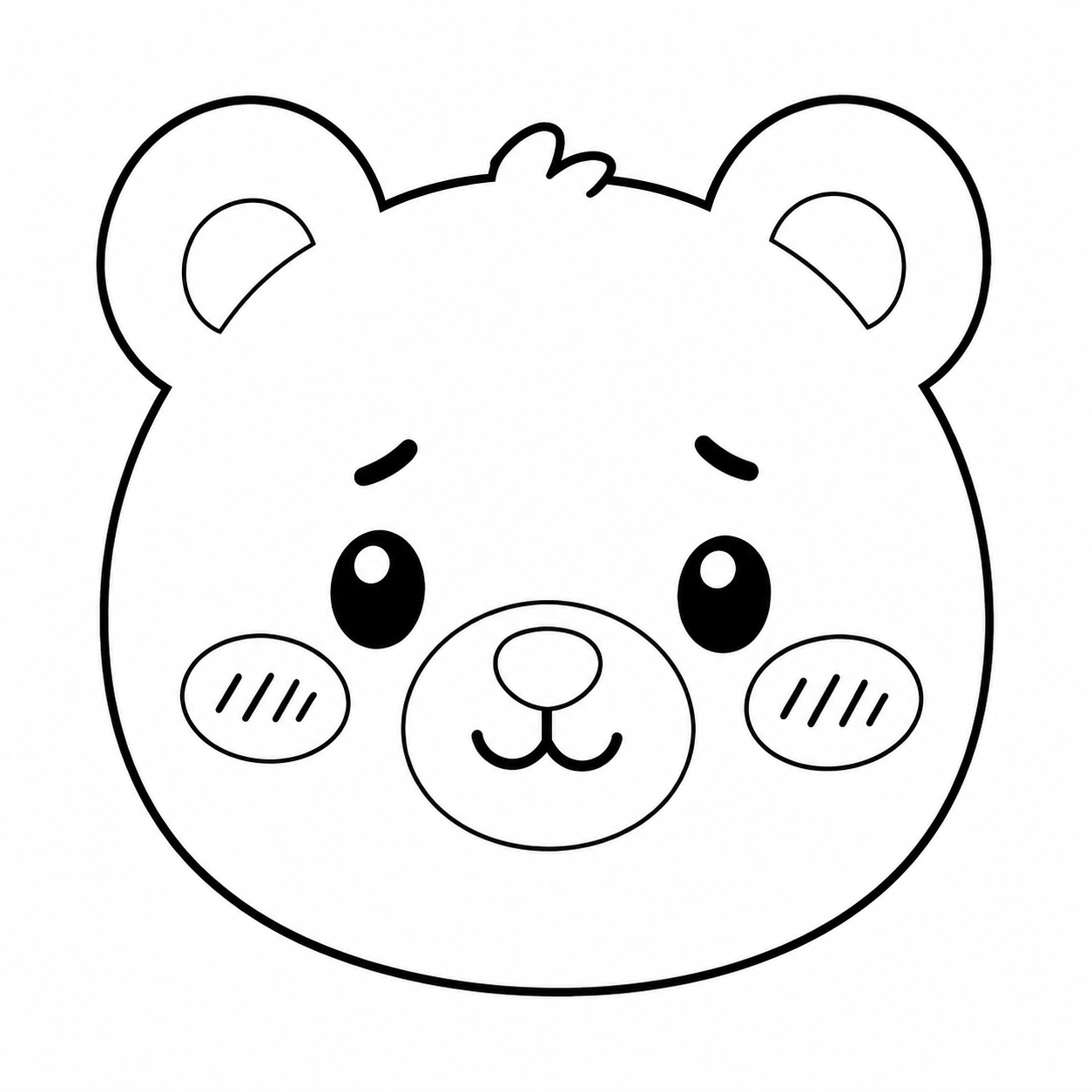 照れたくまのぬり絵用線画