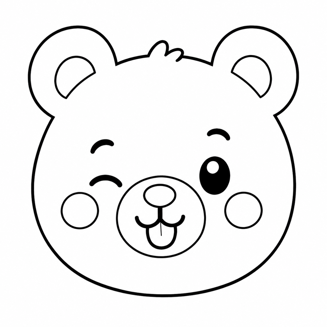 舌を出したくまのぬり絵用線画