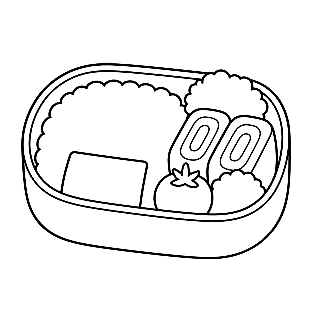 ごはん弁当箱のぬりえ用線画