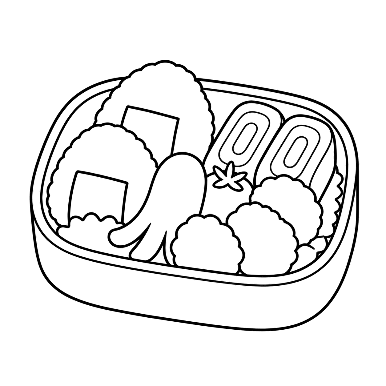 開いたお弁当箱のぬりえ用線画
