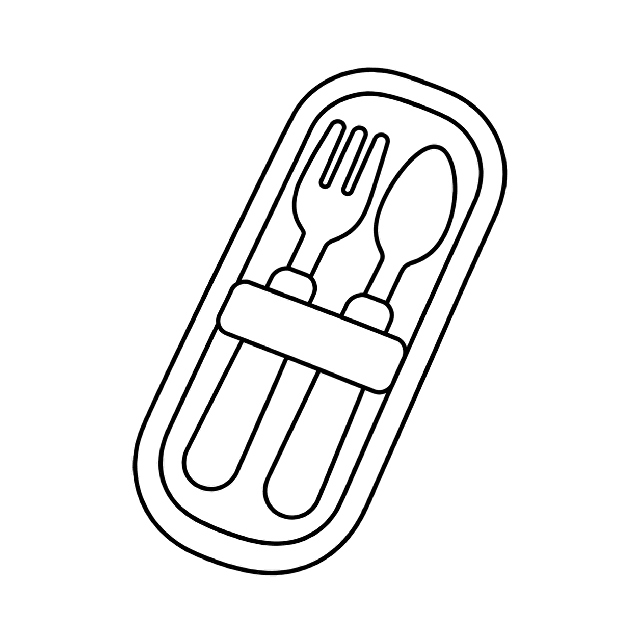 フォークとスプーンのぬりえ用線画