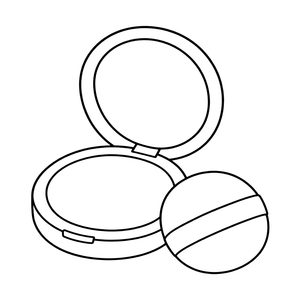 コンパクトとパフのぬりえ用線画