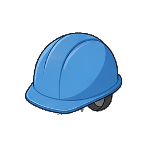 ロゴがない青い防災ヘルメットのアイコン
