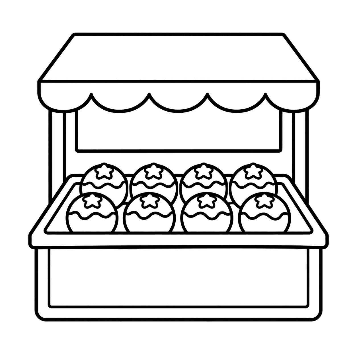 たこ焼き屋台のぬりえ用線画