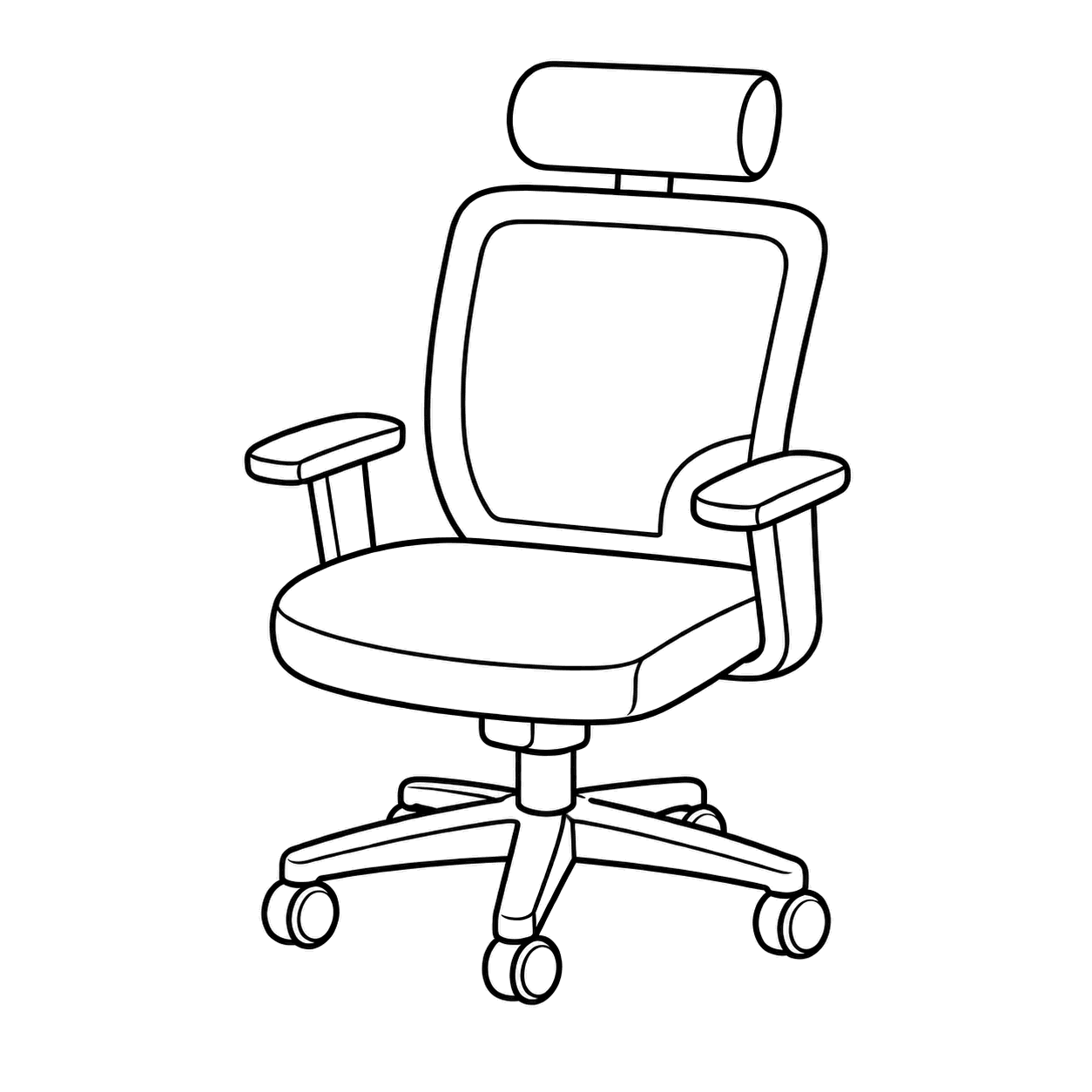 オフィスチェアのぬりえ用線画