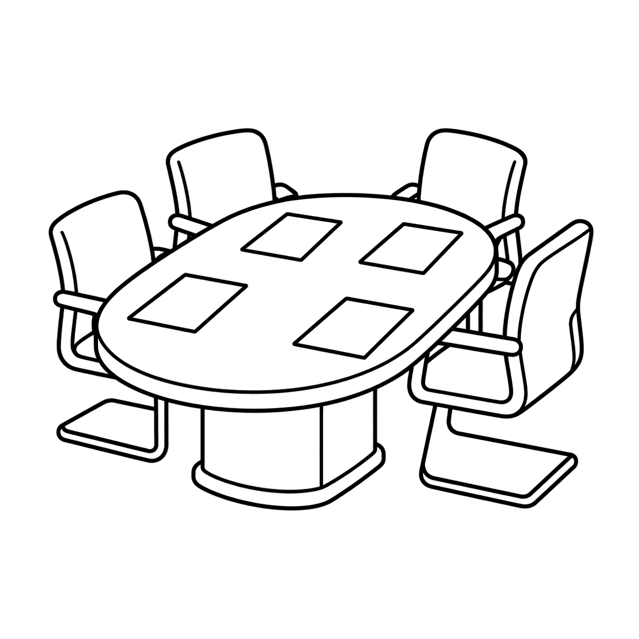 会議テーブルのぬり絵用線画