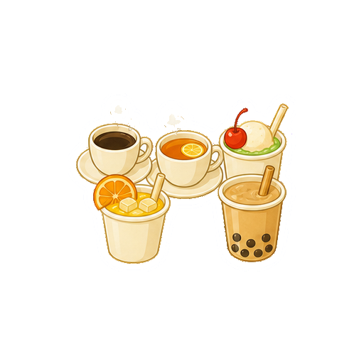 青色や文字がないカフェドリンクセットアイコン