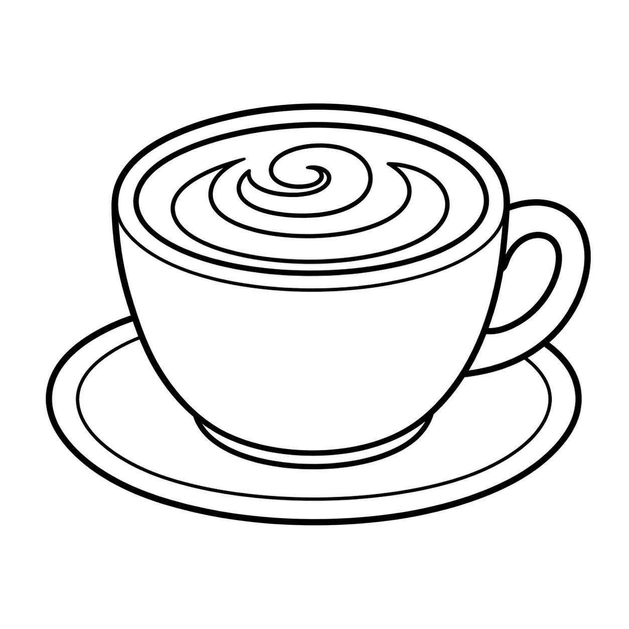 カフェラテのぬりえ用線画
