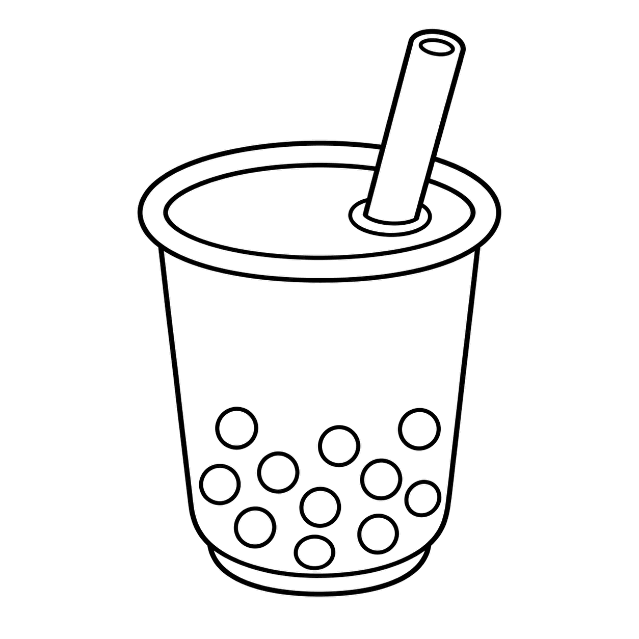 タピオカミルクティーのぬりえ用線画
