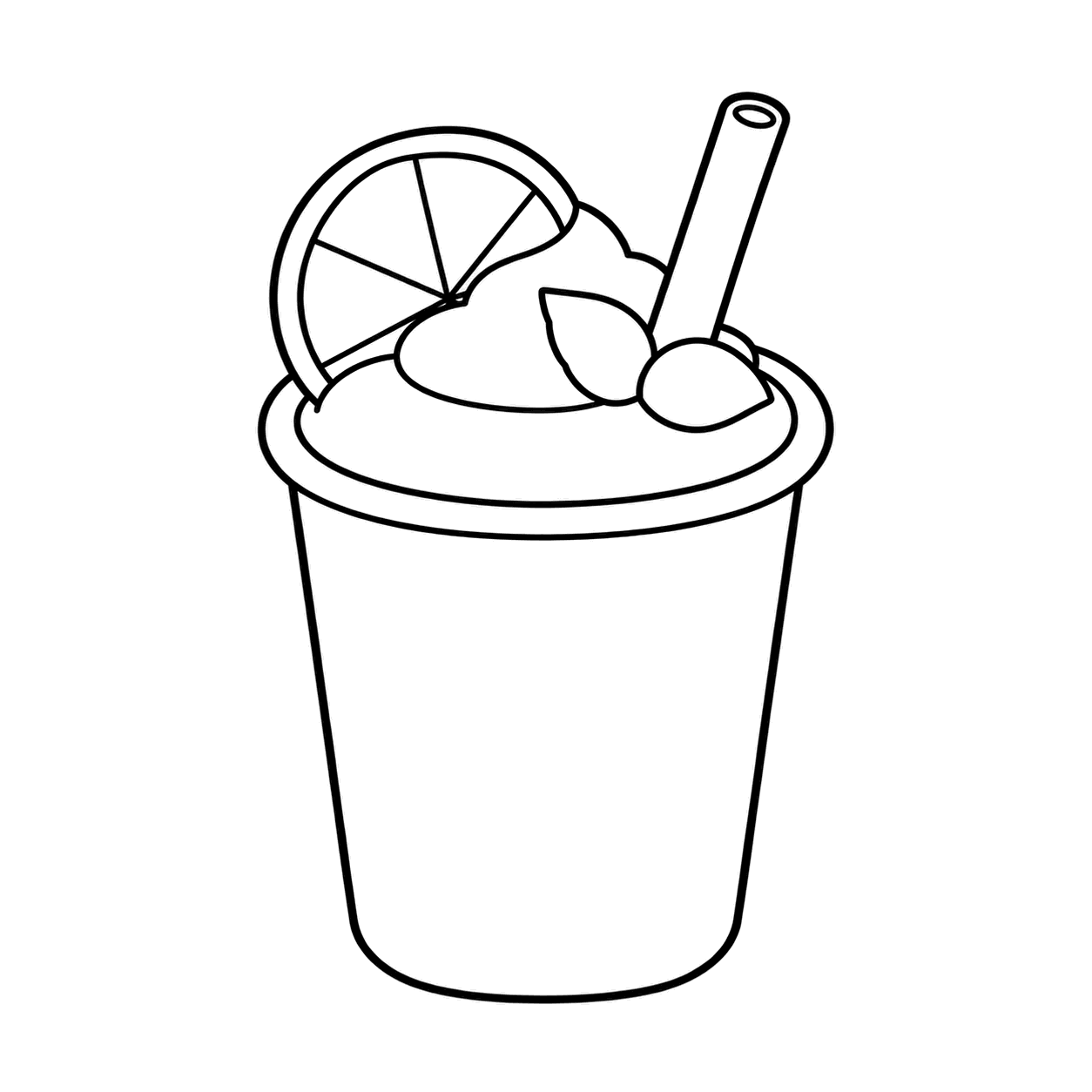 フルーツスムージーのぬりえ用線画