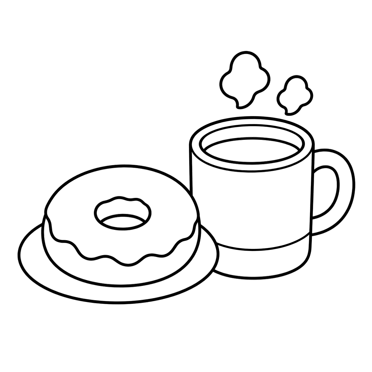 ドーナツとコーヒーのぬりえ用線画