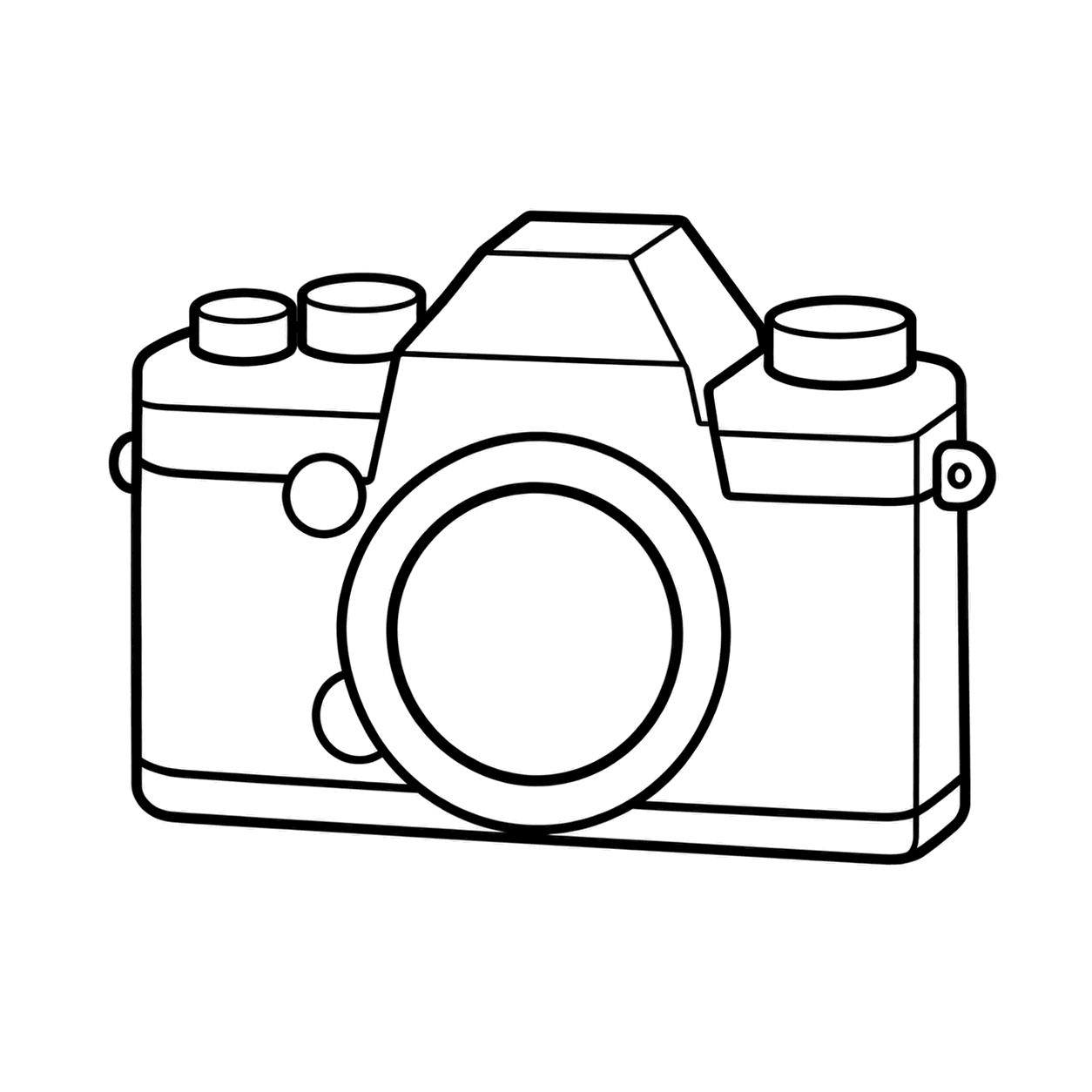 カメラ本体のぬりえ用線画（カメラ・写真のイラスト16種類・ぬりえ15種類）