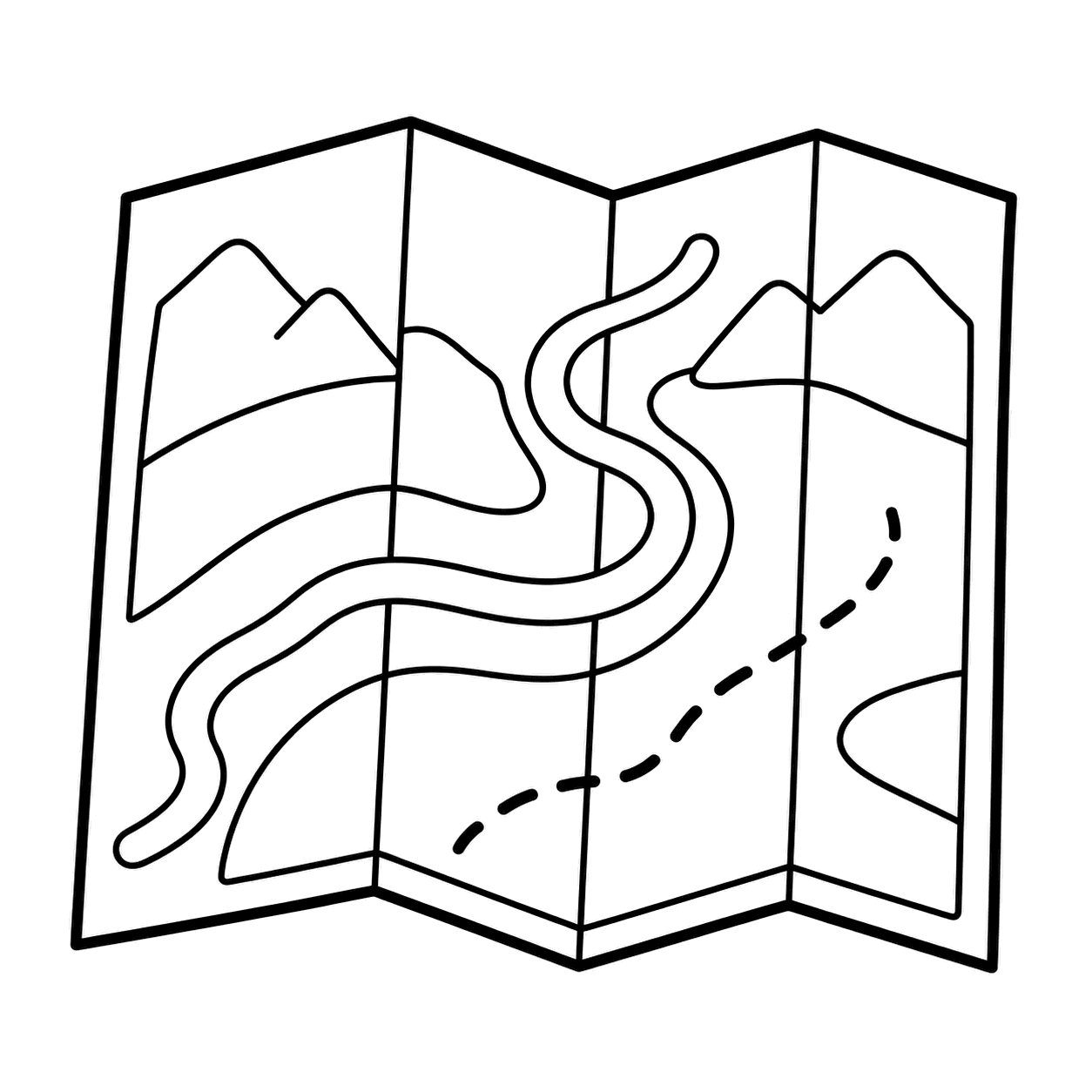折りたたみ地図のぬりえ用線画