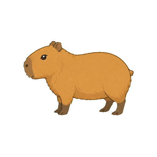 横向きで立つカピバラの全身イラスト