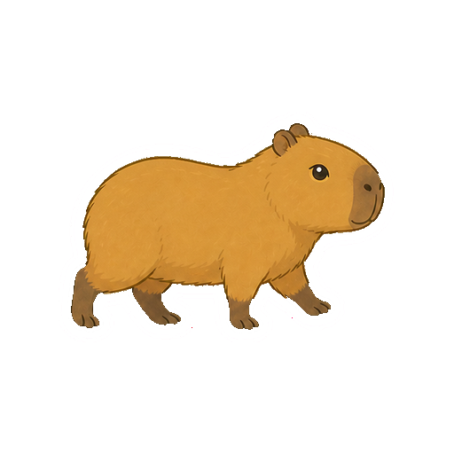 ゆっくり歩くカピバラの全身イラスト