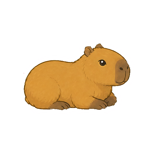 足をたたんで伏せるカピバラの全身イラスト